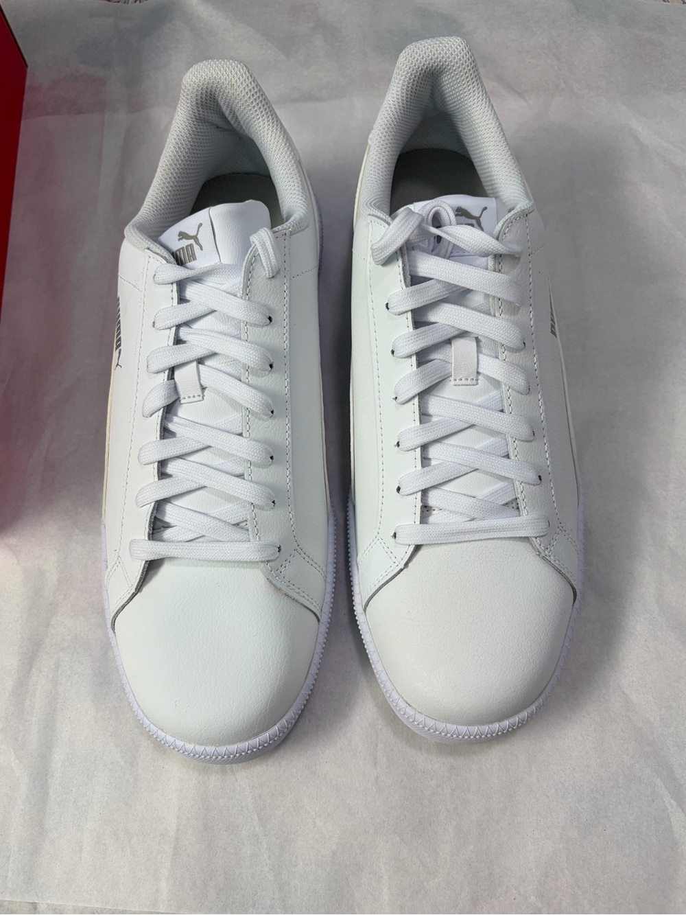 Puma White Men's Low-Top Lace-Up Sneakers with Subtle Logo